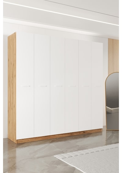 Aeka Ae-2190 Hisar 6 Kapaklı Çok Bölmeli Askılı Ve Raflı Geniş Hacimli Gardırop 210x210 Cm Atlantik Çam - Beyaz Aeka Ae-2190 Hisar 6 Kapaklı Çok Bölmeli Askılı Ve Raflı Geniş Hacimli Gardırop 210x210 Cm Atlantik Çam - Beyaz