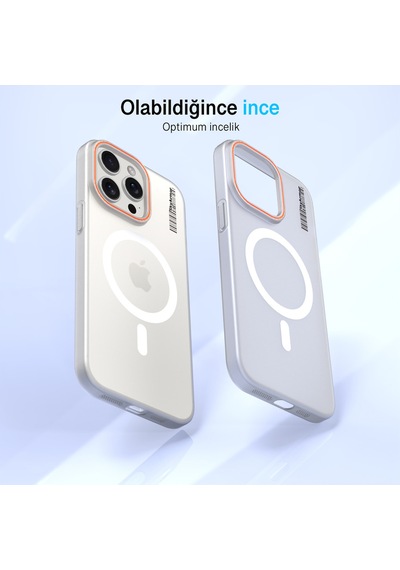 Apple iPhone 15 Pro Max Magsafe Uyumlu Mat Sert Klein Kılıf Beyaz