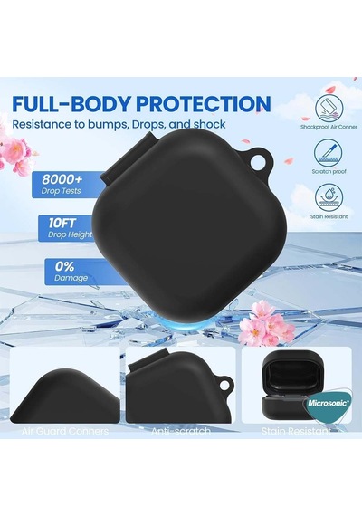 Samsung Galaxy Buds 4 Pro İçin Kılıf Askılı Mat Silikon Siyah Galaxy Buds 4 Pro İle Uyumlu Kılıf - Siyah