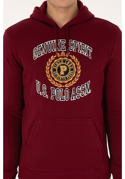 U.S. Polo Assn. Erkek Regular Fit Kapüşonlu Şardonlu Bordo Sweatshirt 50308999-VR014