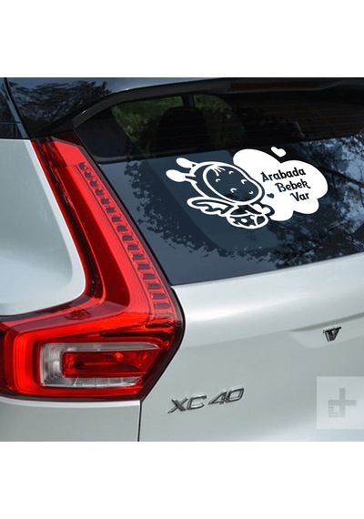 Arabada Bebek Var Yazısı Ve Melek Stickeri Yapıştırması (406983887)
