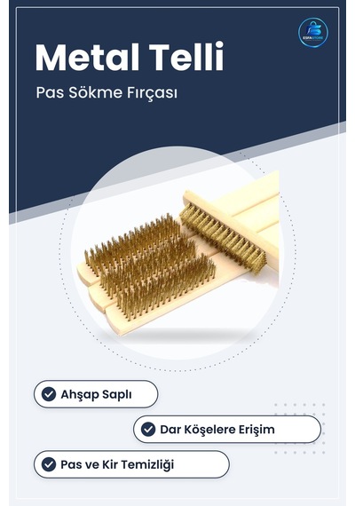 Metal Telli Ahşap Saplı Pas Kir Sökme Temizleme Fırçası Dayanıklı