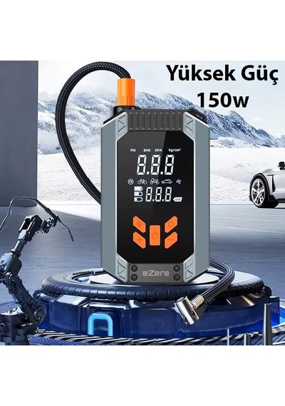 Tr St-9632d Taşınabilir Araç Lastik Şişirme Ve Starter Akü Takviye Seti, Sıyah