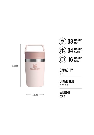 Café-to-go Termos Bardak 0.23 Litre - Pembe Kuvars Rose Quartz Paslanmaz Çelik Çok Renkli