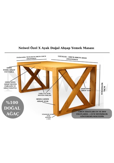 Neiwel Velmar Doğal Ahşap Yemek Masası Neiwel Velmar Doğal Ahşap Yemek Masası