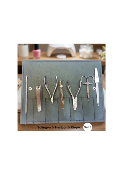 Solingen Henbor Kiepe Manikür Pedikür Seti Çantalı Set 3 / 7 Parçalı Set