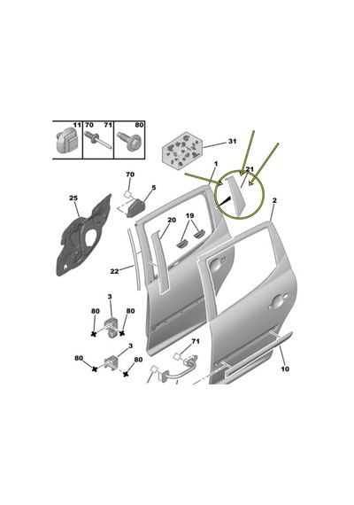 9326ap Sol Arka Kapı Arka Direk Bandı Peugeot 207 Sw