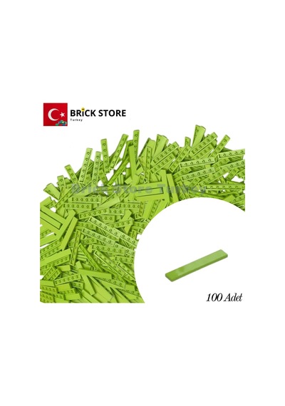 Yedek Parçalar, 100 Adet 1x6 Tile Düz Fayans Parçası, Fıstık Yeşili Lime ,6636