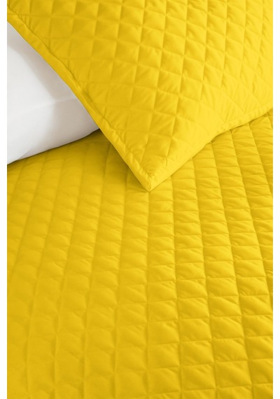 Sarı Modern Genç Odası Tek Kişilik Pike Takımı - Hardal Minimal 160x220 Cm Kapitone Yatak Örtüsü Sabahçı Rüzgar Sükuneti