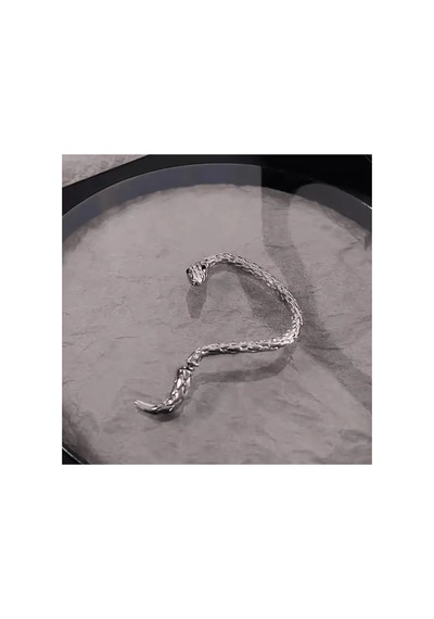 Medusa - Silver Yılan Kulak Üstü Silver Gümüş Renk Küpe Sol Kulak Içindir Mavi