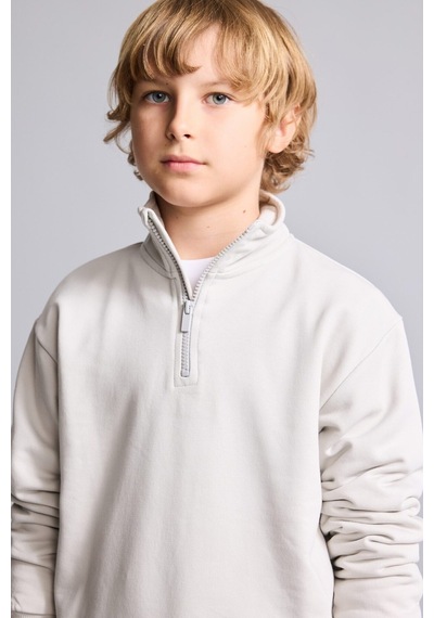 Defacto Oversize Yarım Fermuarlı Dik Yaka Sweatshirt Erkek Çocuk H7132a826augr294 Gri-gr294