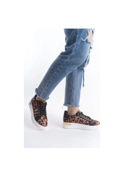 Mevese Elora Bağcıklı Konfor Taban Kadın Sneaker Kahverengi
