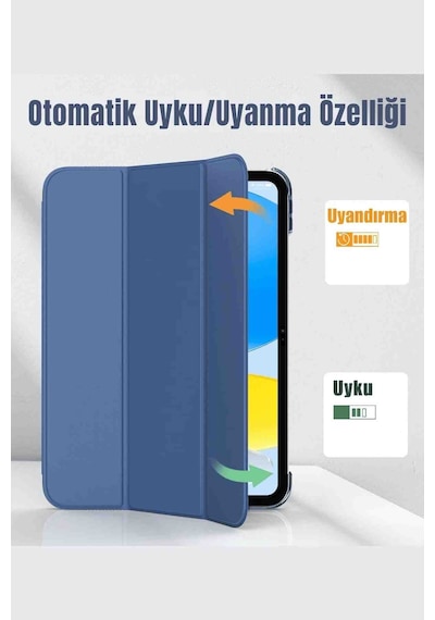 Galaxy Tab S10 Fe Uyumlu 10.9" Katlanabilen Standlı Smart Cover Akıllı Tablet Kılıfı Kapaklı Kılıf ROSE GOLD