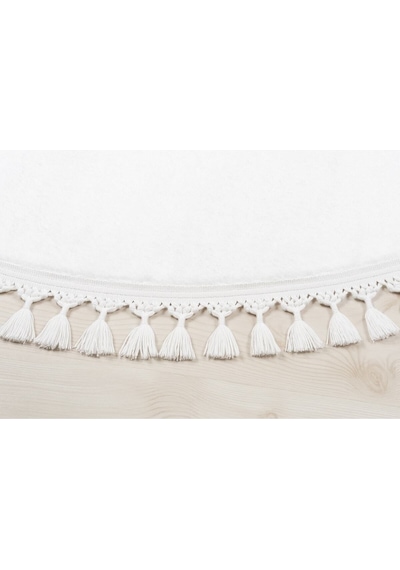 Valeryhome Vl Comfort Peluş Halı Beyaz Düz Saçaklı Beyaz Yuvarlak