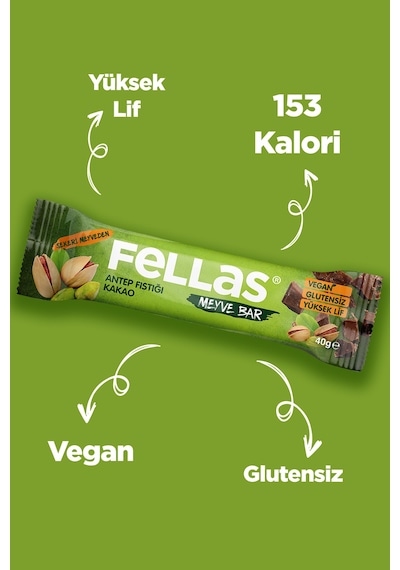 Fellas Meyve Bar 40 G Süper Ikili Kutu 24 Adet - Antep Fıstıklı X 12 Adet + Yaban Mersini X 12 Adet