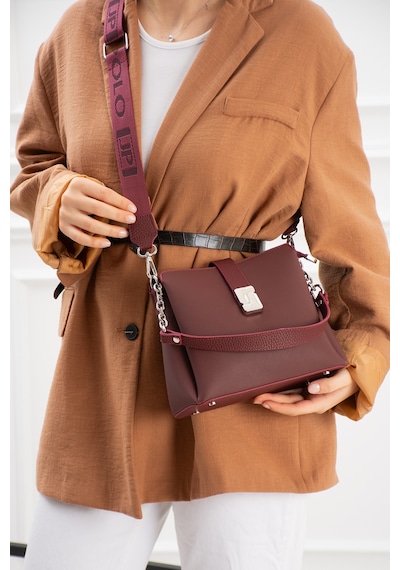Just Polo Kadın Polo Kumaş Jp Gümüş Logolu Şık El Ve Omuz Çantası Shoulder Bag Ebat: 23 X 18 Cm Bordo