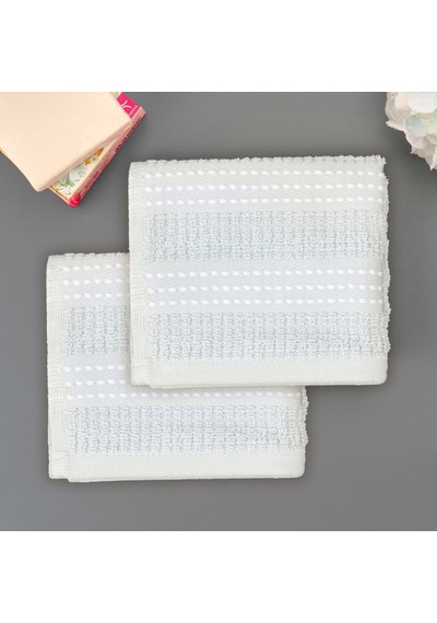 Soft Stripe 2'li Havlu Seti - Mavi - 30x30 Cm Renkli