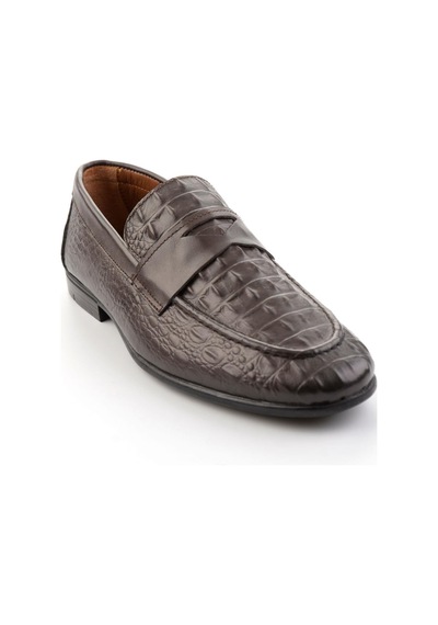 Kahve Hakiki Deri Erkek Loafer Ayakkabı E01594004103 Kahve