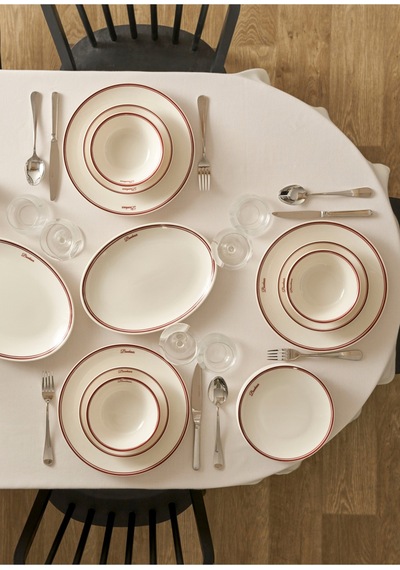 Bella Maison Bonheur Porselen 24 Parça 6 Kişilik Yemek Takımı Bordo Bordo