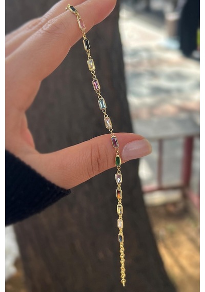 Gümüş Altın Kaplama Renkli Taşlı Bileklik Cm56e232 Diğer 92511680