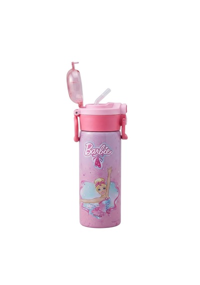 Barbie Çift Fonksiyon Kapaklı Çelik Matara 600ml 3841 Pembe