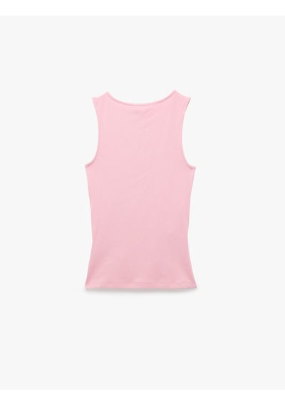Koton Pamuklu Asimetrik Kesim Kolsuz Kayık Yaka Bluz Pembe 6sak10028ek Gül