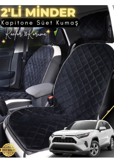 Toyota Rav 4 Uyumlu 2'li Süet Oto Koltuk Minderi Terletmez Universal Oto Aksesuar A10 Siyah