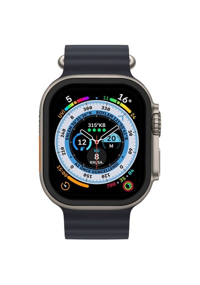 Watch Ultra 49mm Alüminyum Kasa Cam Ekran Koruyucu - Siyah Bz8683140517021