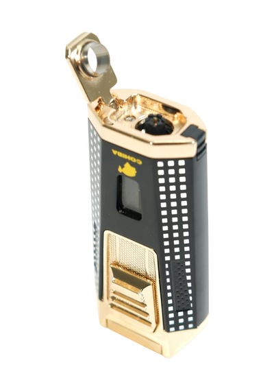 Cohiba Çift Torch Pürmüz Delicili Siyah Beyaz Nokta Desenli Metal Puro Çakmağı - Tr9475