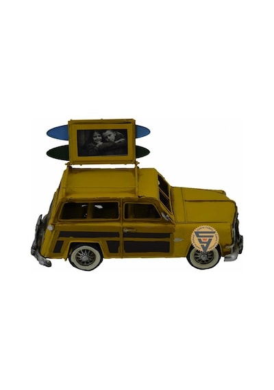 Dekoratif Nostaljik Metal Land Rover Rustik Otomobil Sarı