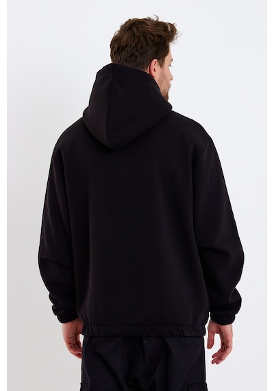 JAHR MARC Nakışlı Oversize Siyah Erkek Sweatshirt Siyah