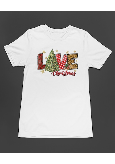 Bumeta Love Christmas Unisex Tişört T-shirt Beyaz
