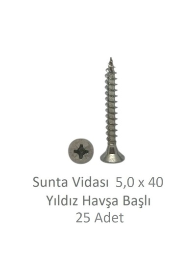 Sunta Vidası, 5,0 X 40 Mm, 25 Adet, Yhb Vida 5 x 40