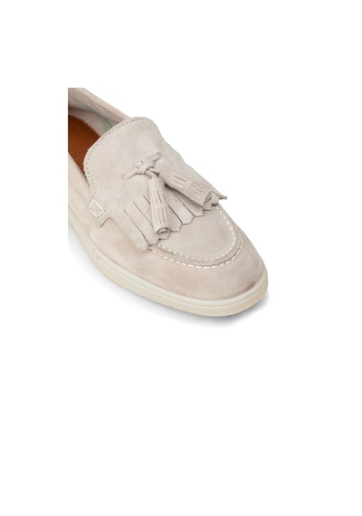 Deery Kadın Hakiki Süet Gri Püsküllü Loafer - 02042zgrıc01