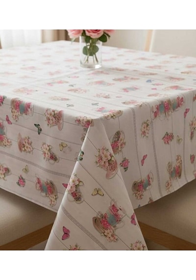 Masa Örtüsü Çiçek Desen 140x200 Cm Elyaf Tabanlı Yeni Model Masa Çok Renkli