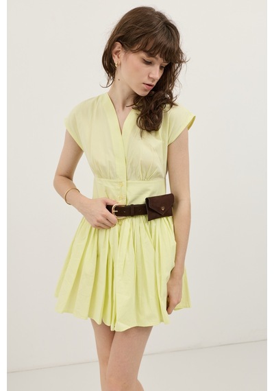 Antioch Mini Poplin Kadın Elbise Sarı