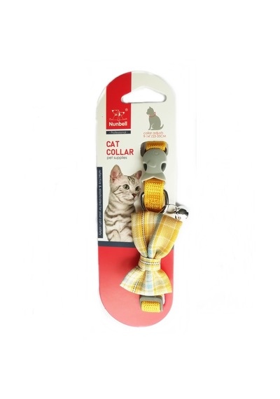 Nunbell Çıngıraklı Fiyonk Papyon Kedi Boyun Tasması 23-35 Cm Sarı