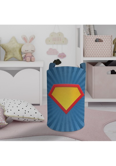 Mekta Home Bebek Ve Çocuk Odası Kahraman Logo Desenli Oyuncak Sepeti Renkli Çok Renkli