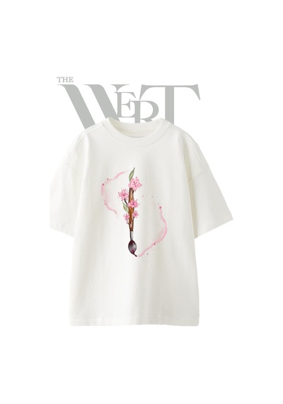 Thewert Firca Sakura Tasarım Baskılı Ünisex Beyaz Oversize T-shirt