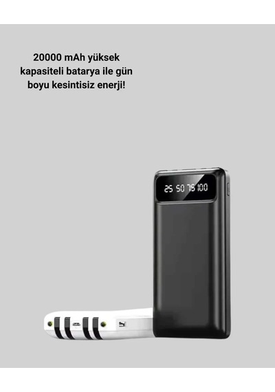 Hızlı Şarj Destekli 20.000mah Powerbank Usb Type-c Lightning Lcd Beyaz 01757997