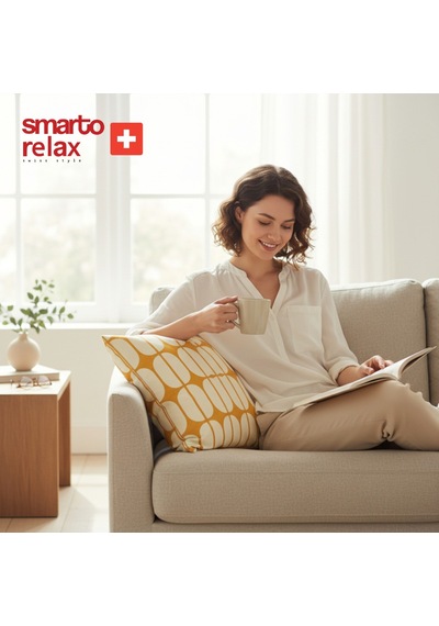 Smarto Relax Içi Dolgulu Kırlent 45x45 Cm Kare Salon & Berjer Kırlenti - Smr-kır-005 Beyaz - Sarı