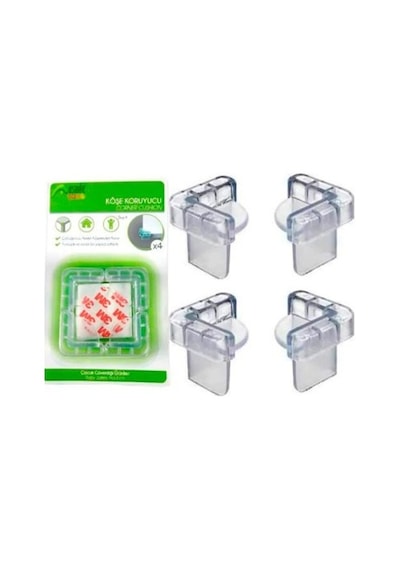 Slikon Cam Raf Köşe Koruyucu Çocuk Güvenliği 4'lü Set Tam Boy 3 x 3.5 CM Çok Renkli
