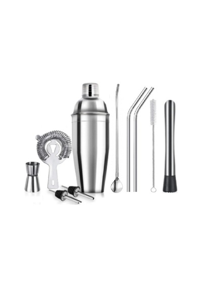 10 Parça Süper Avantajlı Paket Pipetli Kokteyl Seti 750 Ml Shaker Stand Hediyeli