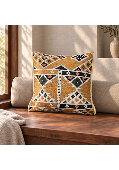 Bk Gift El Yapımı Otantik Türk Kilim Kırlent Yastık 43x45 Cm -2 Bohem Etnik Dekoratif Koltuk Yastığı Çok Renkli
