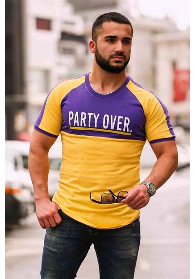Madmext Baskılı Sarı Tişört 4027 Sarı