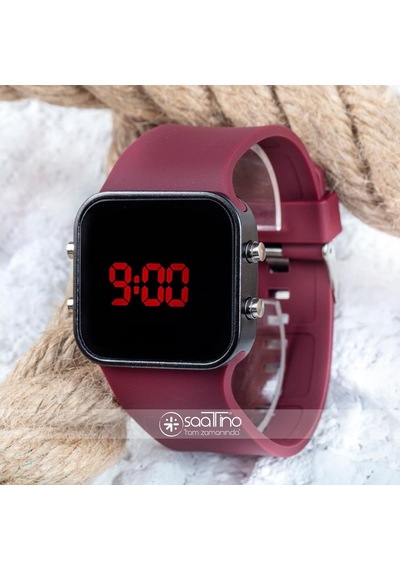 Spectrumwatch Smooth & Bordeaux Led Dijital Bordo Kol Saat Bileklik Saat St-303058