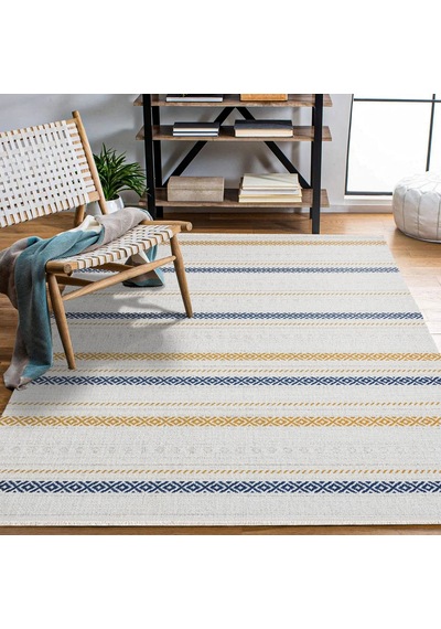 Bespoky Liza Geometrik Etnik Salon Halısı Makine Dokuma Krem - Ekru - 18504