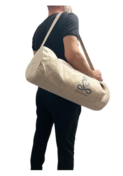 Mat Taşıma Çantası Yoga Fitness Silindir Antrenman Çantası + 2 Adet Mat Toplama Lastiği Ekru
