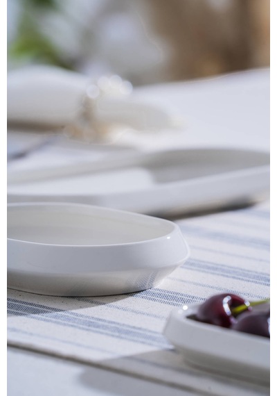 Acar Rumi Oval Kayık Tabak - 13 Cm Beyaz