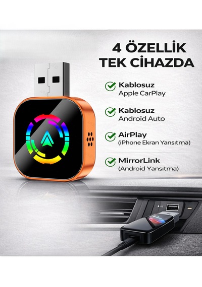 Maypal 4'ü 1 Arada Ekran Yansıtmalı Kablosuz Carplay & Android Auto Dönüştürücü, Ios&android Uyumlu Diğer